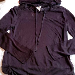 Black women's long sleeves hoodie top